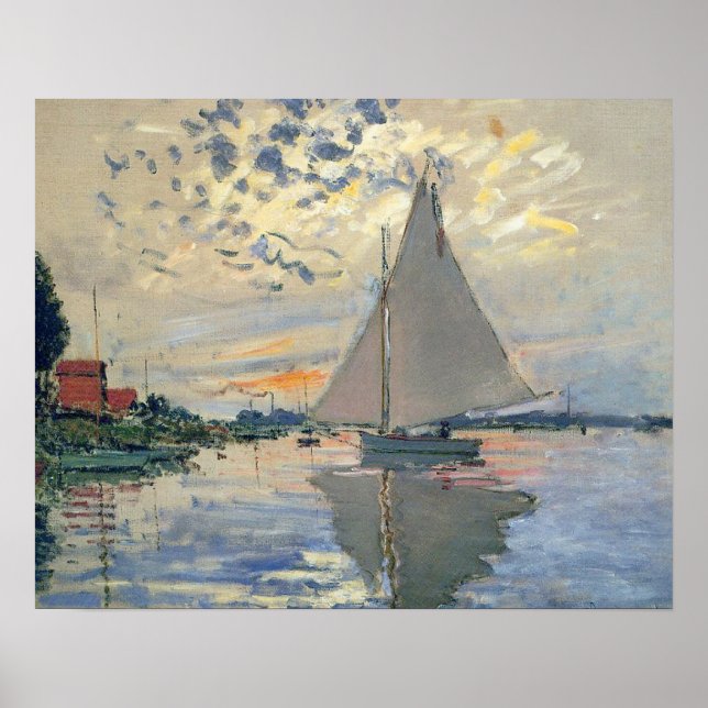 Monet Sailboat Fransk Impressionism Classic Art Poster (Framsidan)