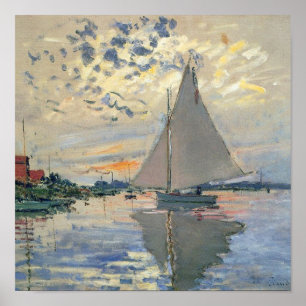Monet Sailboat Fransk Impressionism Classic Art Poster