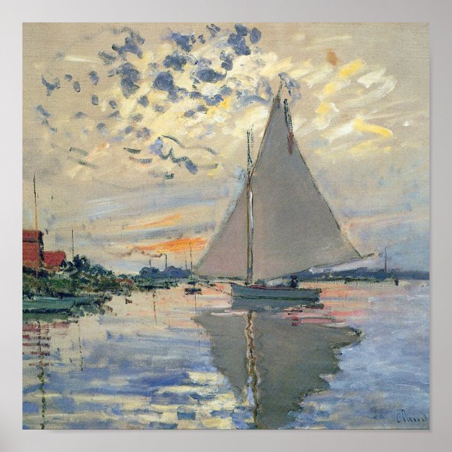 Monet Sailboat Fransk Impressionism Classic Art Poster (Framsidan)