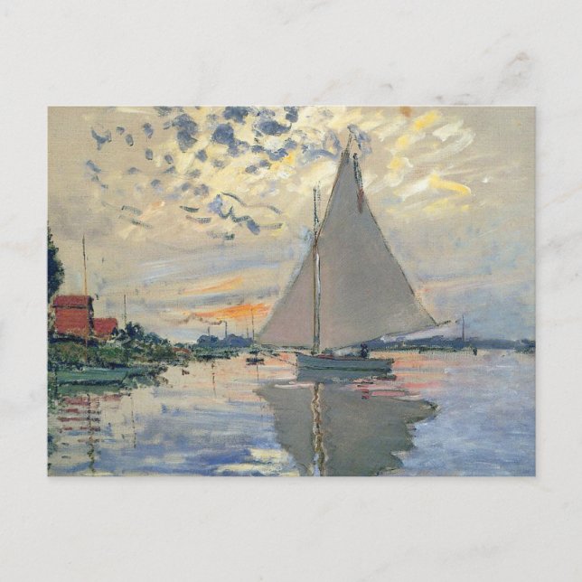Monet Sailboat Fransk Impressionism Classic Art Vykort (Framsida)