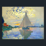 Monet Sailboat på Le Petit-Gennevilliers Fototryck<br><div class="desc">Photo Print med Claude Monets oljemålning Sailboat på Le Petit-Gennevilliers (1874). En serensegelbåt seglar vatten i Paris,  Frankrike. Perfekt för älskare av imperialism och Franskens konstsamlare!</div>