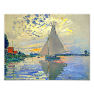 Monet Sailboat på Le Petit-Gennevilliers Fototryck