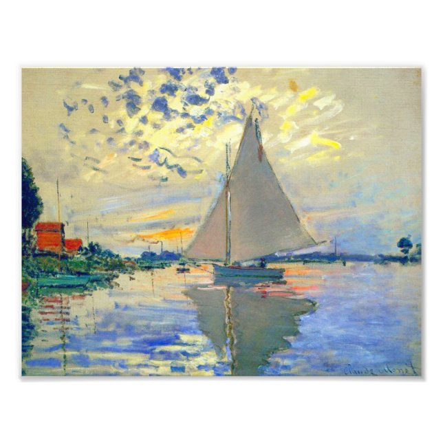 Monet Sailboat på Le Petit-Gennevilliers Fototryck (Framsidan)