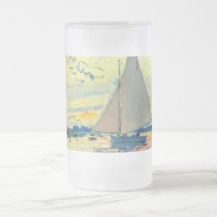 Monet Sailboat på Le Petit-Gennevilliers Frostat Ölglas