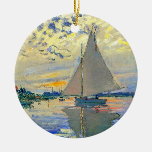 Monet Sailboat på Le Petit-Gennevilliers Julgransprydnad Keramik (Framsidan)