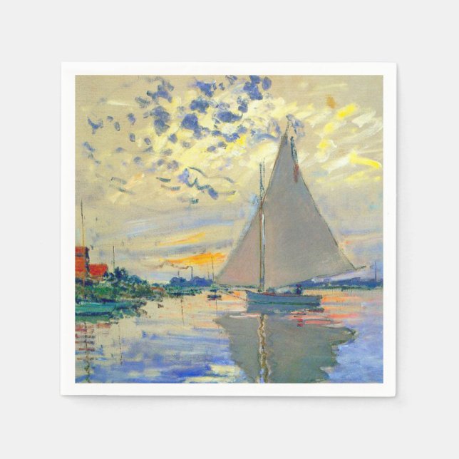 Monet Sailboat på Le Petit-Gennevilliers Pappersservett (Framsidan)