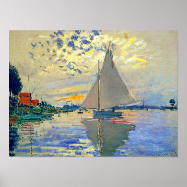 Monet Sailboat på Le Petit-Gennevilliers Poster (Framsidan)