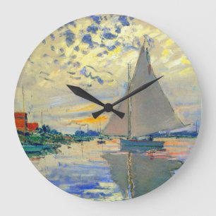 Monet Sailboat på Le Petit-Gennevilliers Stor Klocka