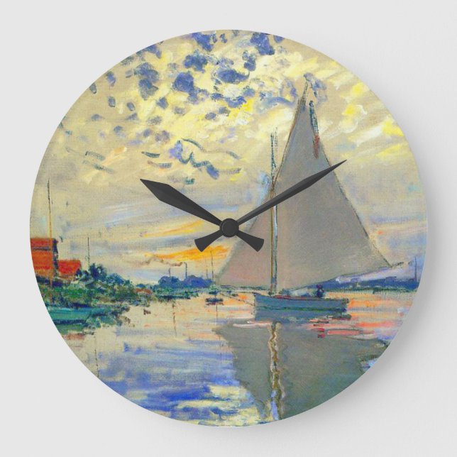 Monet Sailboat på Le Petit-Gennevilliers Stor Klocka (Framsida)
