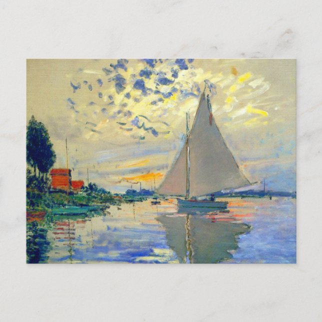 Monet Sailboat på Le Petit-Gennevilliers Vykort (Framsida)