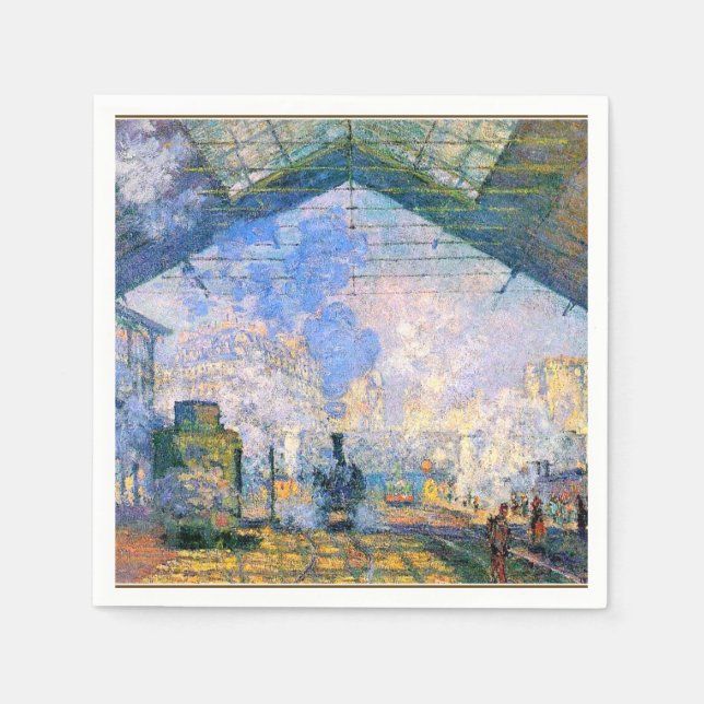 Monet - Saint-Lazare Station, bra konst Pappersservett (Framsidan)