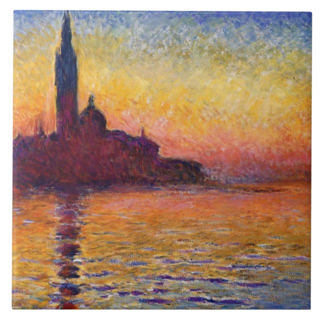 Monet - San Giorgio Maggiore vid Dusk, bra art Kakelplatta (Framsidan)