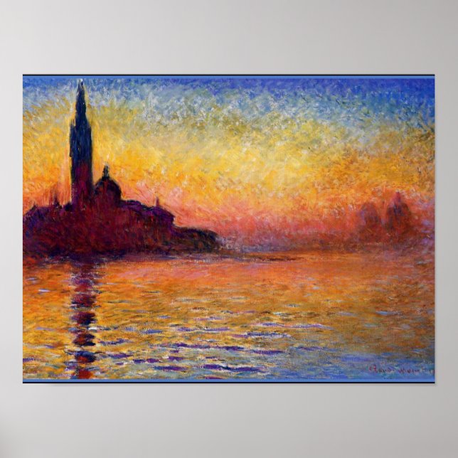 Monet - San Giorgio Maggiore vid Dusk, bra art Poster (Framsidan)