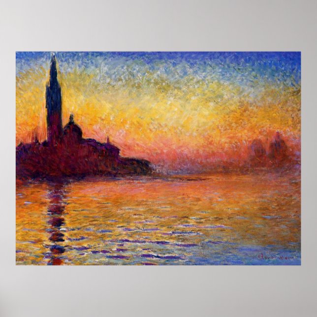 Monet - San Giorgio Maggiore vid Dusk Poster (Framsidan)