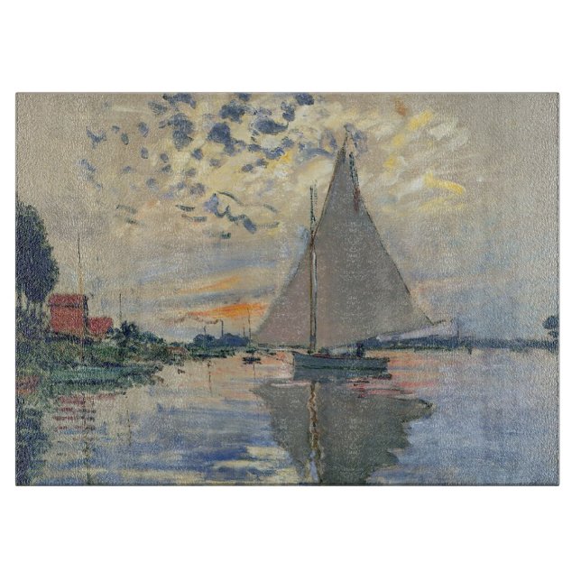 Monet Segelbåt Fransk Impressionism Klassisk Konst (Framsidan)