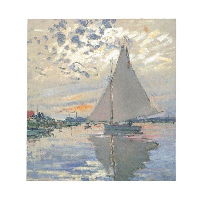 Monet Segelbåt Fransk Impressionism Klassisk Konst Anteckningsblock (Framsida)