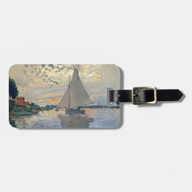 Monet Segelbåt Fransk Impressionism Klassisk Konst Bagagebricka (Horisontell Framsida)