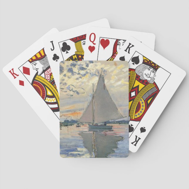 Monet Segelbåt Fransk Impressionism Klassisk Konst Casinokort (Baksidan)