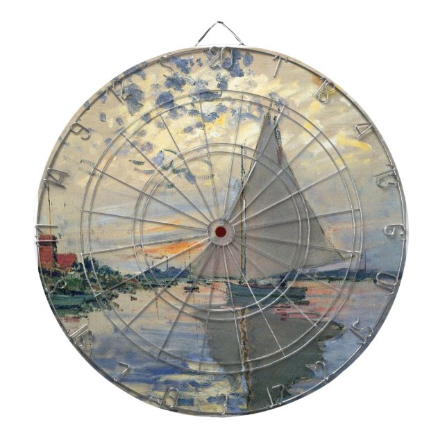 Monet Segelbåt Fransk Impressionism Klassisk Konst Darttavla (Framsidan)