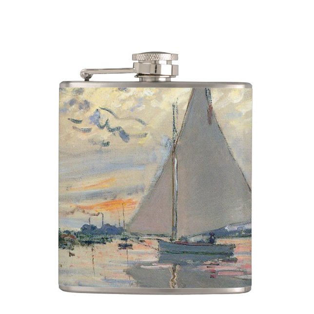 Monet Segelbåt Fransk Impressionism Klassisk Konst Fickplunta (Framsidan)