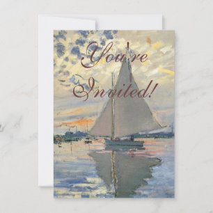 Monet Segelbåt Fransk Impressionism Klassisk Konst Inbjudningar