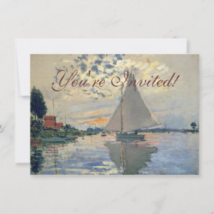 Monet Segelbåt Fransk Impressionism Klassisk Konst Inbjudningar