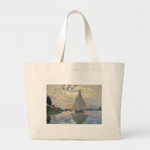 Monet Segelbåt Fransk Impressionism Klassisk Konst Jumbo Tygkasse