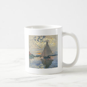 Monet Segelbåt Fransk Impressionism Klassisk Konst Kaffemugg