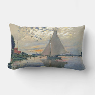 Monet Segelbåt Fransk Impressionism Klassisk Konst Lumbarkudde