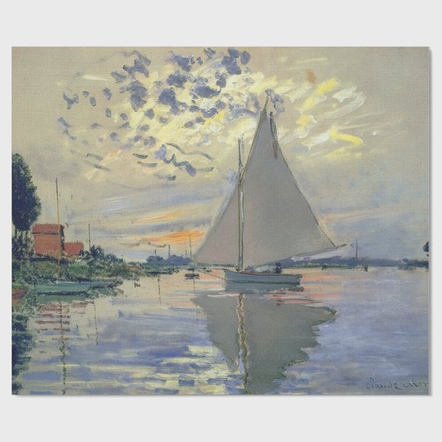 Monet Segelbåt Fransk Impressionism Klassisk Konst Presentpapper (Platt)
