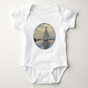 Monet Segelbåt Fransk Impressionism Klassisk Konst T-shirt