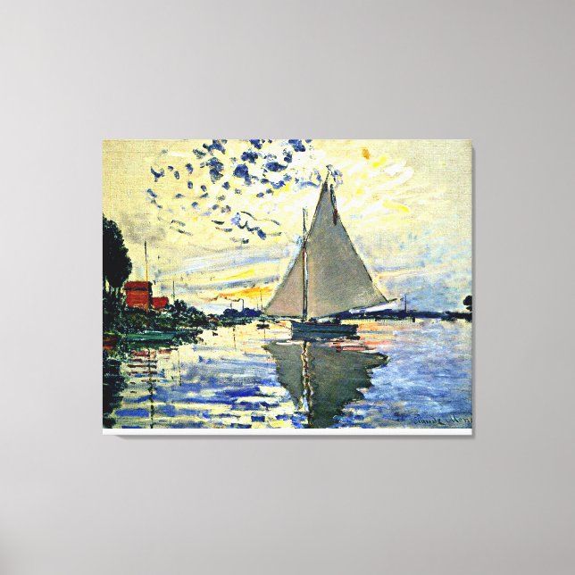 Monet - Segelbåt i Le Petit-Gennevilliers Canvastryck (Framsida)