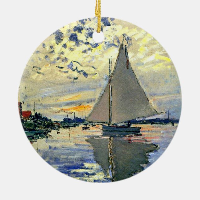 Monet - Segelbåt i Le Petit-Gennevilliers Julgransprydnad Keramik (Baksidan)