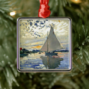Monet - Segelbåt i Le Petit-Gennevilliers Julgransprydnad Metall