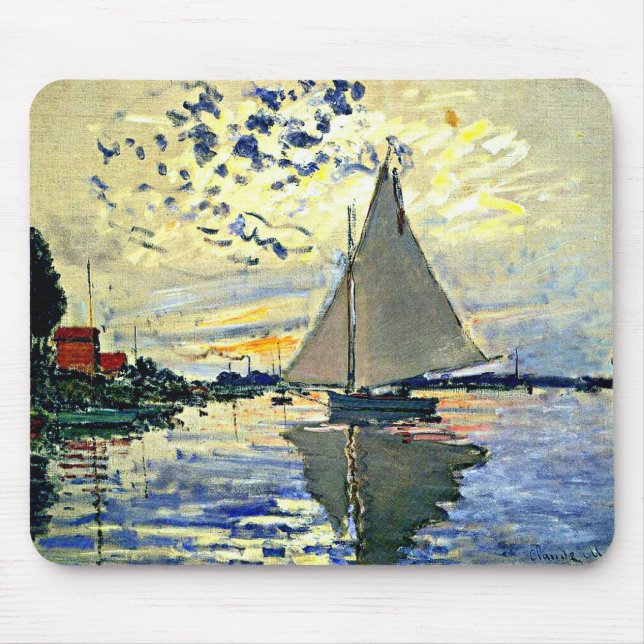 Monet - Segelbåt i Le Petit-Gennevilliers Musmatta (Framsidan)