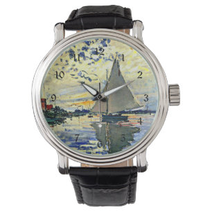 Monet - Segelbåt vid le Petit Gennevilliers Armbandsur