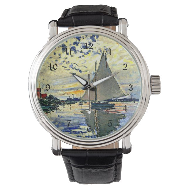 Monet - Segelbåt vid le Petit Gennevilliers Armbandsur (Framsida)