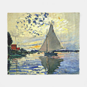 Monet, segelbåt vid le Petit Gennevilliers Fleecefilt