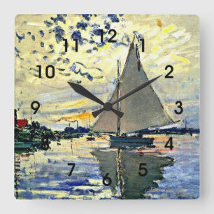Monet - Segelbåt vid le Petit Gennevilliers Fyrkantig Klocka