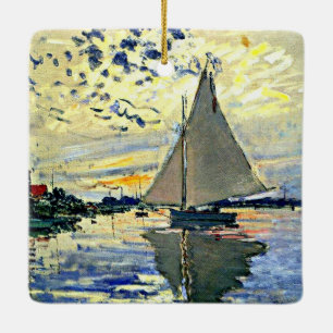 Monet - Segelbåt vid le Petit Gennevilliers Julgransprydnad Keramik
