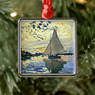 Monet - Segelbåt vid le Petit Gennevilliers Julgransprydnad Metall