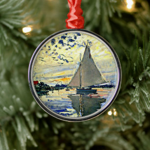 Monet - Segelbåt vid le Petit Gennevilliers Julgransprydnad Metall