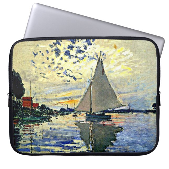 Monet - Segelbåt vid le Petit Gennevilliers Laptop Fodral (Framsidan)