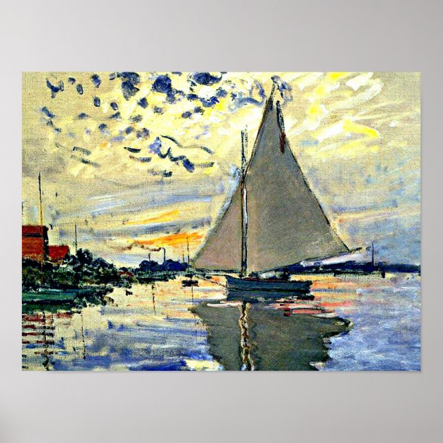 Monet - Segelbåt vid le Petit Gennevilliers Poster (Framsidan)