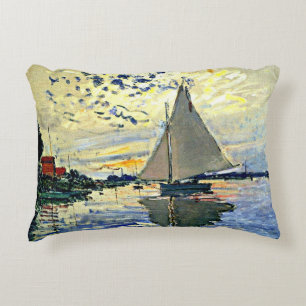 Monet - Segelbåt vid le Petit Gennevilliers Prydnadskudde