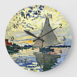 Monet - Segelbåt vid le Petit Gennevilliers Stor Klocka