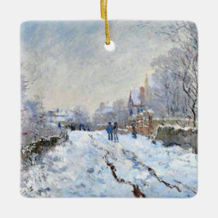 Monet - Snöscen vid Argenteuil Julgransprydnad Keramik