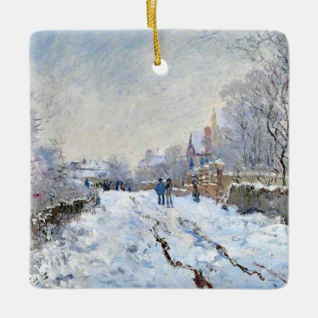 Monet - Snöscen vid Argenteuil Julgransprydnad Keramik (Framsida)