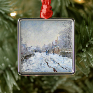 Monet - Snöscen vid Argenteuil Julgransprydnad Metall
