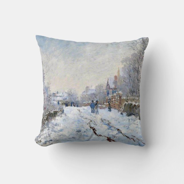 Monet - Snöscen vid Argenteuil Kudde (Framsida)